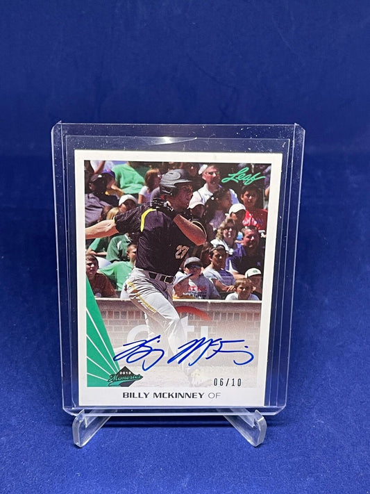 BILLY MCKINNEY 2013 LEAF MEMORIES GREEN ON CARD AUTO PROSPECT #D 6/10