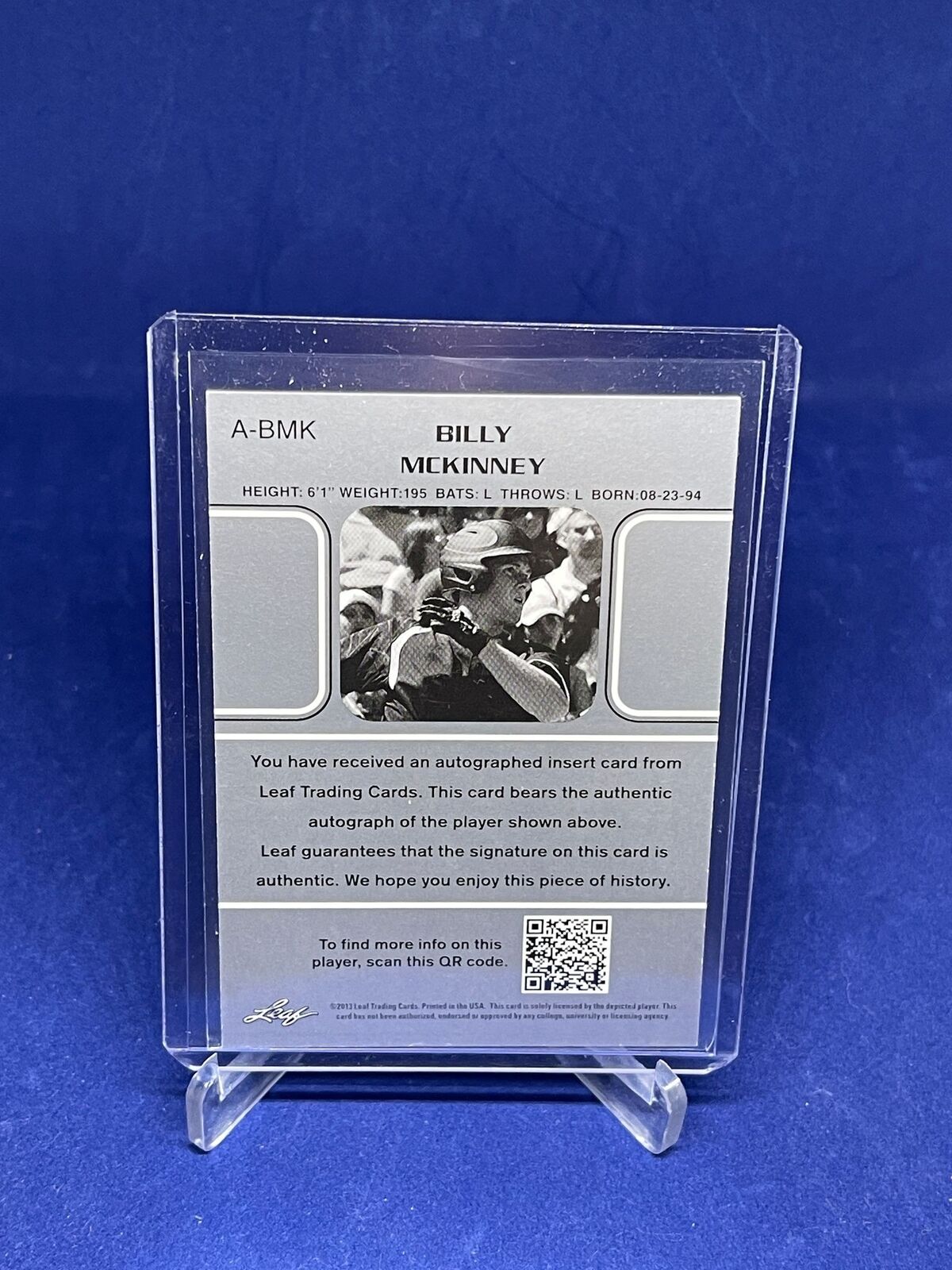 BILLY MCKINNEY 2013 LEAF MEMORIES GREEN ON CARD AUTO PROSPECT #D 6/10