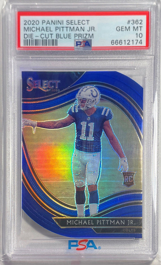 MICHAEL PITTMAN 2020 SELECT DIE CUT BLUE PRIZM FIELD LEVEL RC #362 PSA 10 POP 5