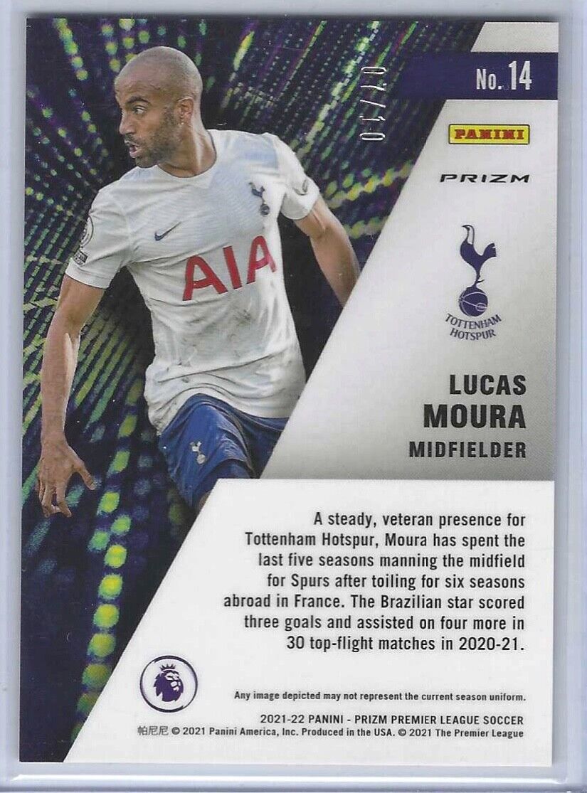 LUCAS MOURA 2021-22 PANINI PRIZM EPL INSTANT IMPACT GOLD PRIZM #D 07/10