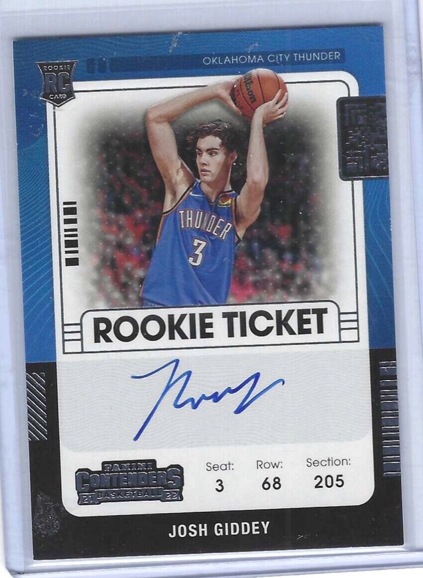 JOSH GIDDEY 2021-22 CONTENDERS VARIATION ROOKIE TICKET ON CARD AUTO RC #106