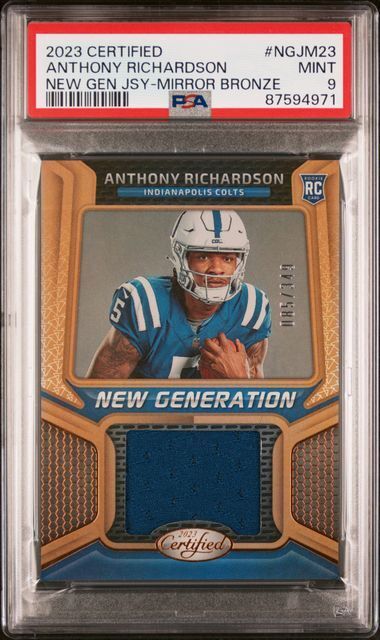 ANTHONY RICHARDSON 2023 CERTIFIED JERSEY MIRROR BRONZE RC #D 85/349 PSA 9 POP 4