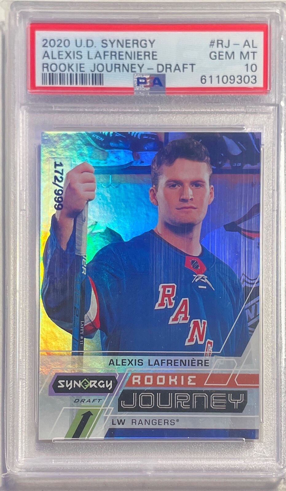 ALEXIS LAFRENIERE 2020-21 U.D. SYNERGY JOURNEY DRAFT RC #D 172/999 PSA 10 POP 9