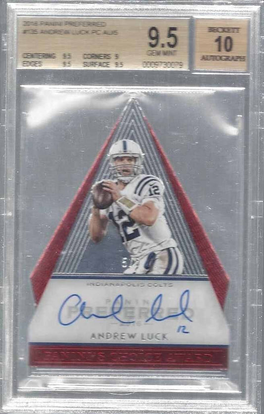 ANDREW LUCK 2016 PREFERRED CHOICE AWARD RED ON CARD AUTO /5 BGS 9.5 10 POP 1/1