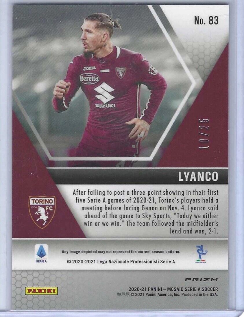 LYANCO 2020-21 PANINI MOSAIC PINK FLOURESCENT PRIZM ROOKIE RC #D 10/25