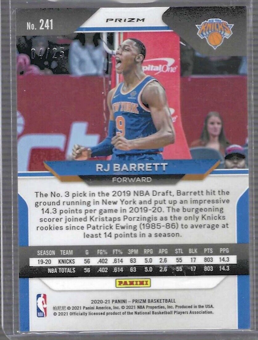 RJ BARRETT 2020-21 PANINI PRIZM SILVER MOJO PRIZM #D 04/25