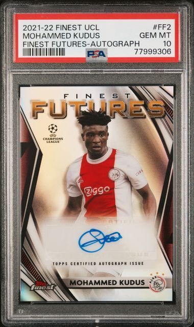 MOHAMMED KUDUS 2021-22 FINEST UCL FINEST FUTURES AUTO RC #D 53/175 PSA 10 POP 3