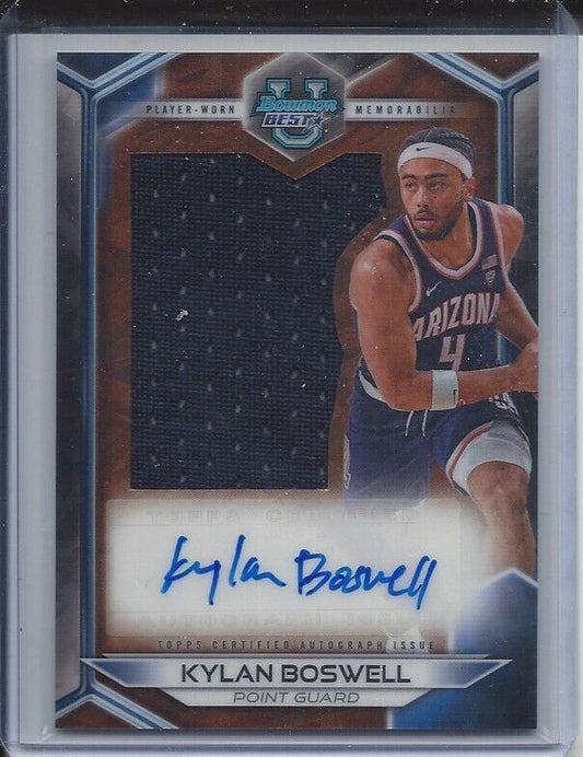 KYLAN BOSWELL 2023 BOWMANS BEST UNIVERSITY JERSEY AUTO SILHOUETTE REFRACTOR
