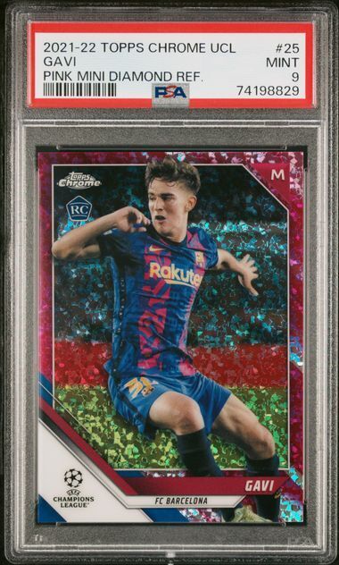 GAVI 2021-22 TOPPS CHROME UCL PINK MINI DIAMOND REFRACTOR RC /175 PSA 9 MINT