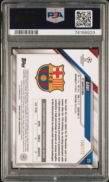 GAVI 2021-22 TOPPS CHROME UCL PINK MINI DIAMOND REFRACTOR RC /175 PSA 9 MINT