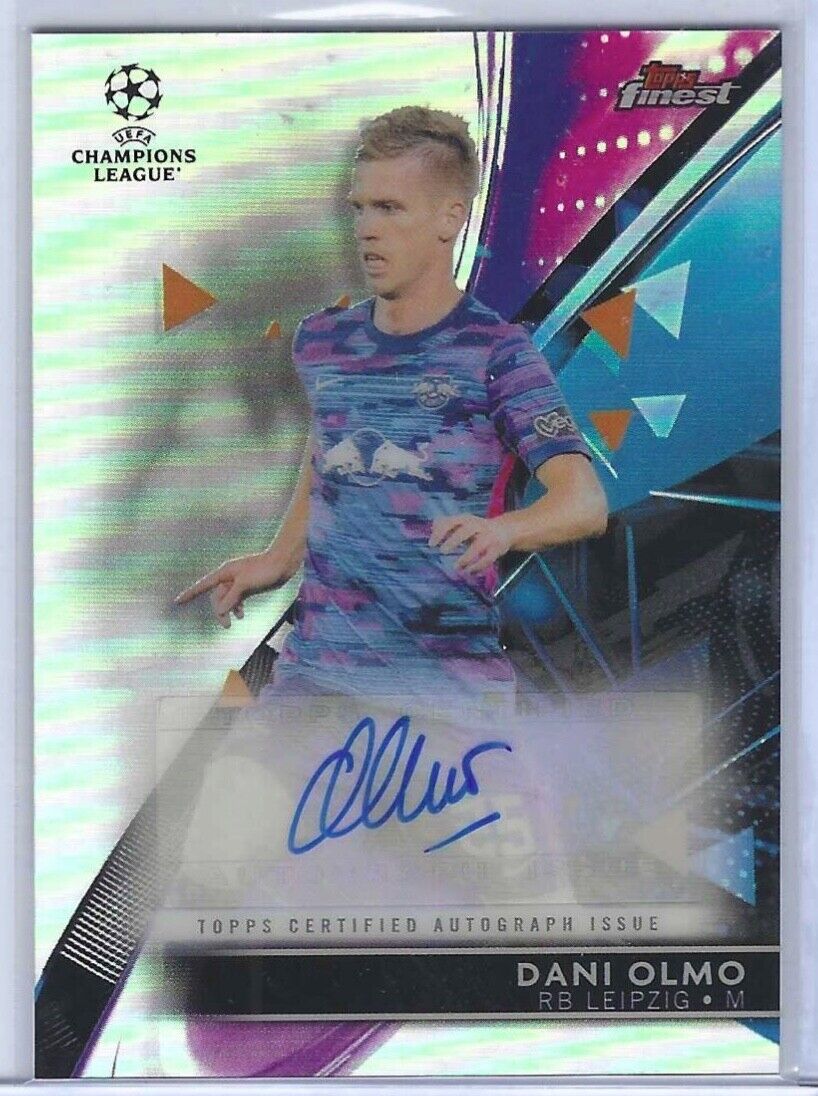 DANI OLMO 2021-22 TOPPS FINEST UCL SILVER REFRACTOR AUTO #BA-DO
