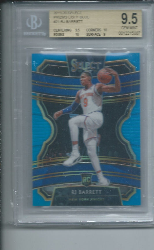 RJ BARRETT 2019-20 PANINI SELECT LIGHT BLUE PRIZM RC #D 107/299 BGS 9.5 GEM MINT
