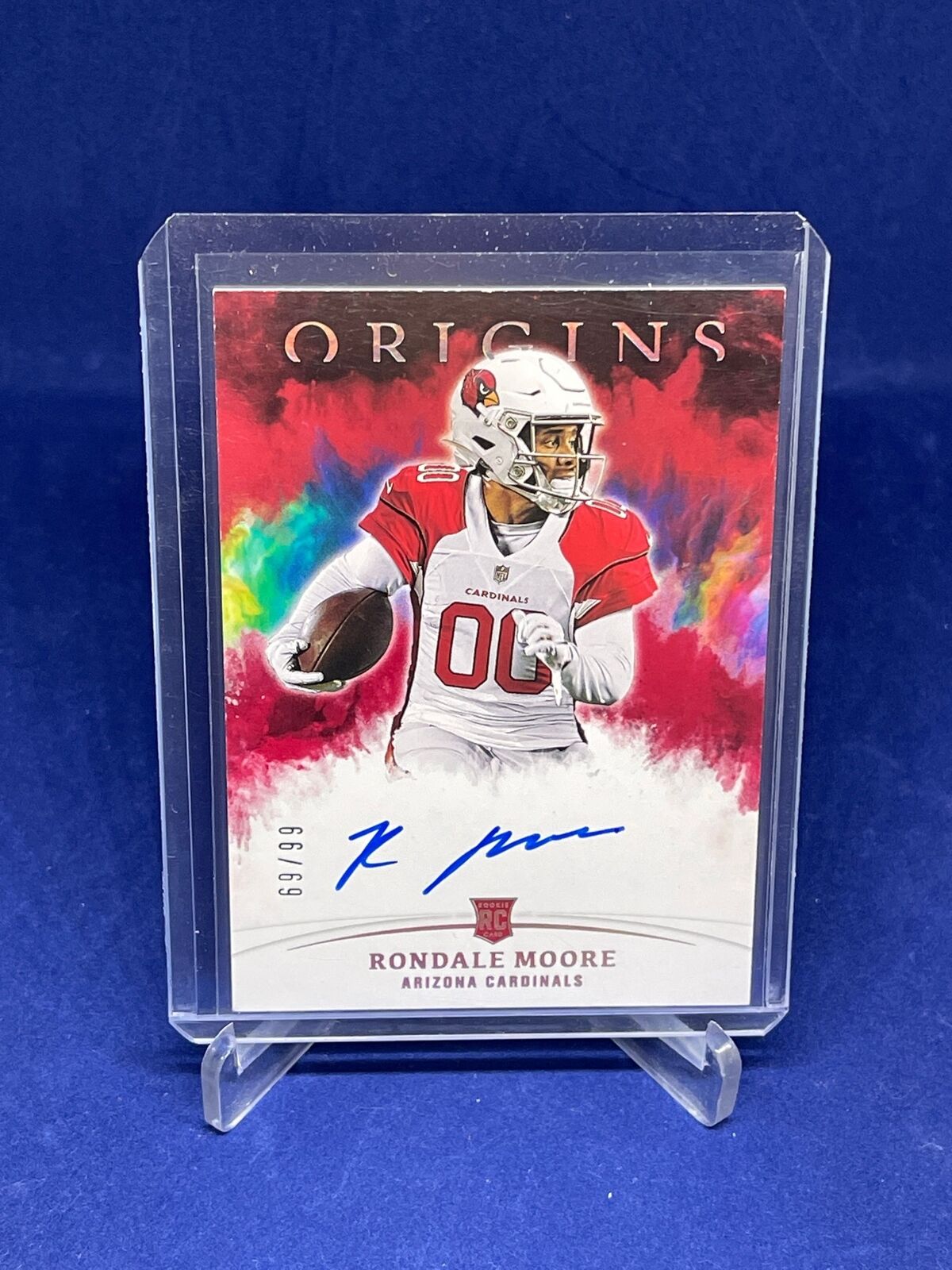 RONDALE MOORE 2021 PANINI ORIGINS RED ON CARD AUTO ROOKIE RC #D 69/99