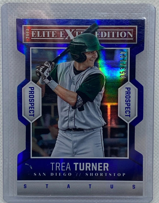 TREA TURNER 2014 PANINI ELITE EXTRA EDITION PROSPECT BLUE DIE CUT RC #D 53/100