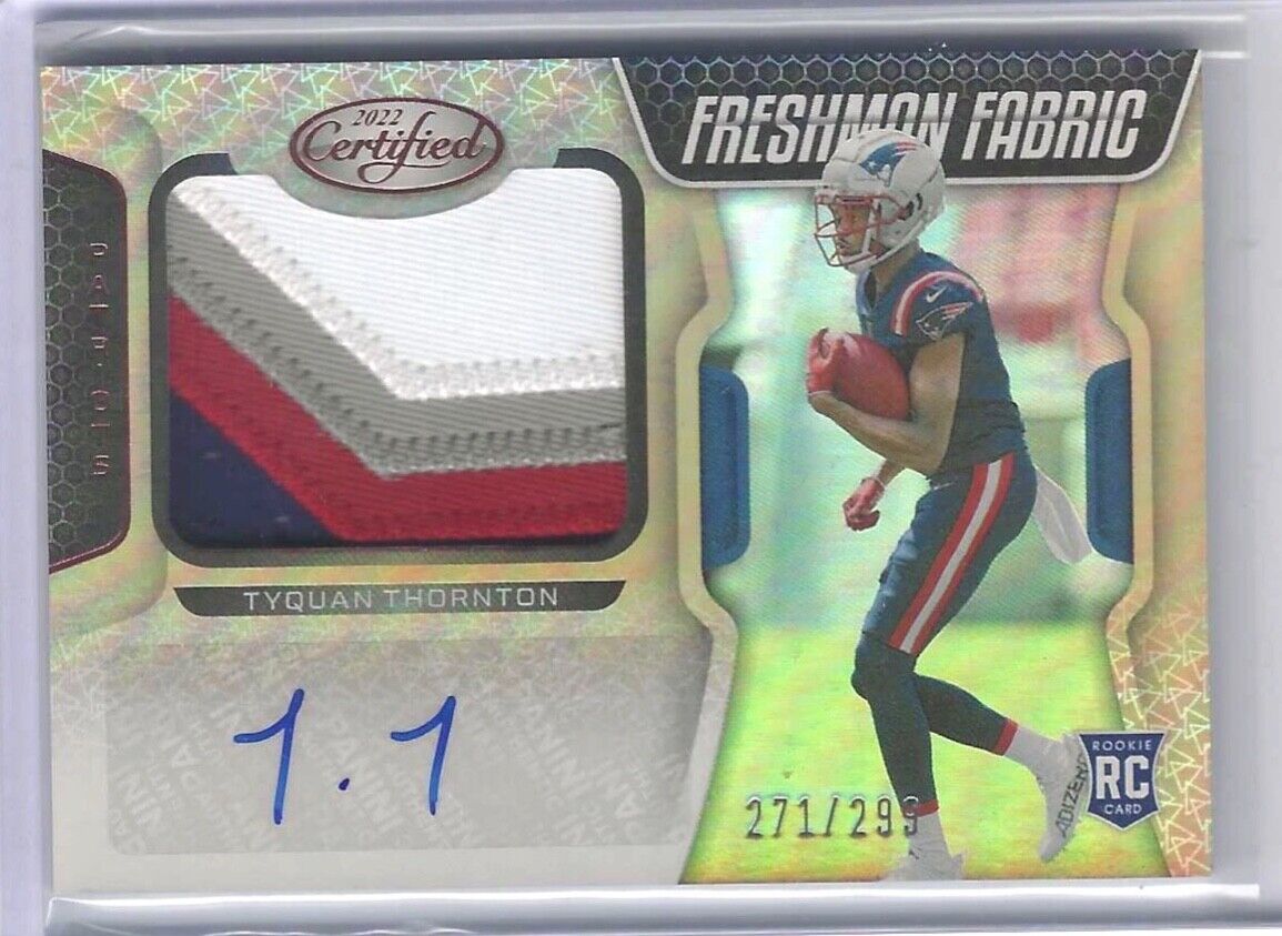 TYQUAN THORNTON 2022 CERTIFIED BRONZE FRESHMAN FABRIC ROOKIE PATCH AUTO RC /299
