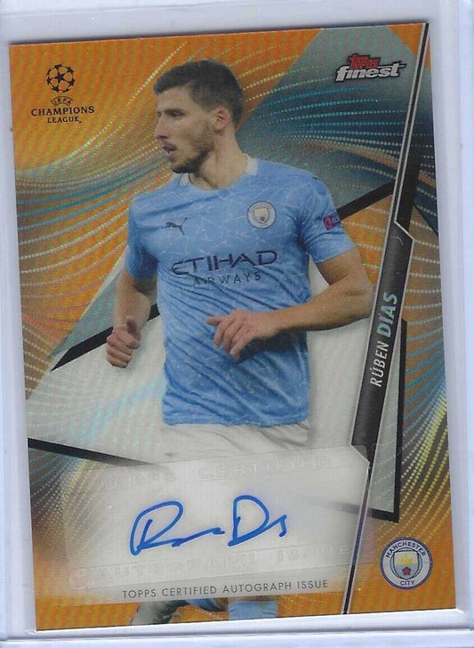 RUBEN DIAS 2020-21 TOPPS FINEST UCL ORANGE REFRACTOR AUTO #D 19/25
