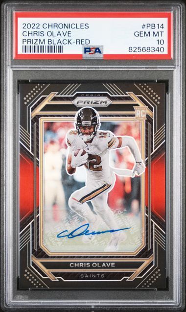CHRIS OLAVE 2022 PANINI CHRONICLES PRIZM BLACK RED AUTO RC /99 PSA 10 GEM POP 5