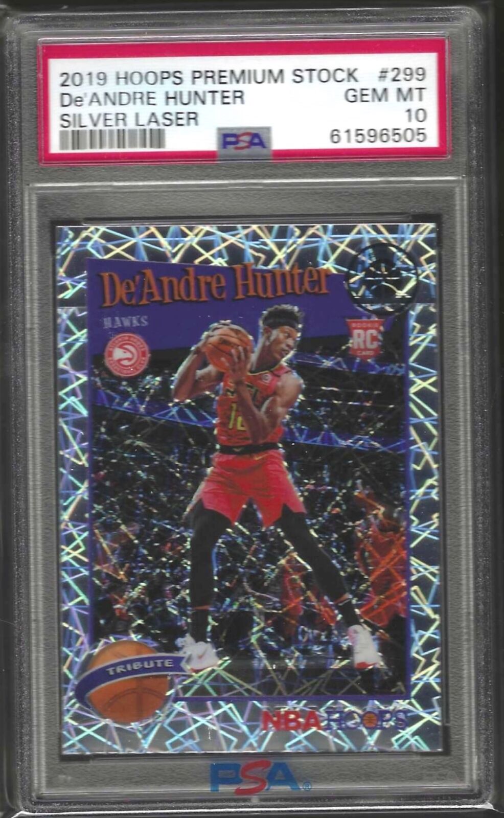 DE'ANDRE HUNTER 2019-20 PANINI HOOPS PREMIUM STOCK SILVER LASER RC #299 PSA 10