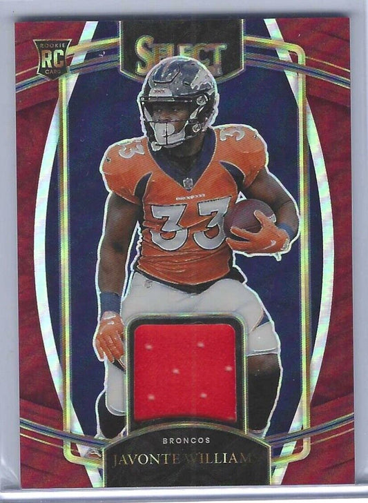 JAVONTE WILLIAMS 2021 PANINI SELECT MAROON PRIZM ROOKIE PATCH RC #RSW-JWI