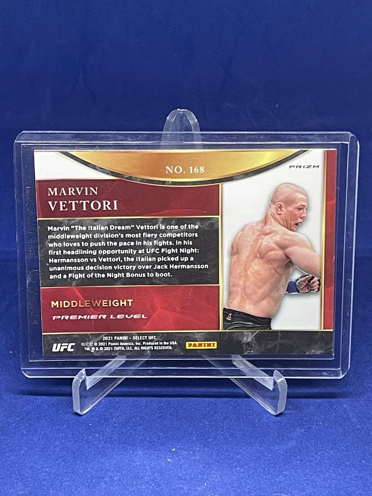 MARVIN VETTORI 2021 PANINI SELECT UFC PREMIER LEVEL SCOPE PRIZM ROOKIE RC #168