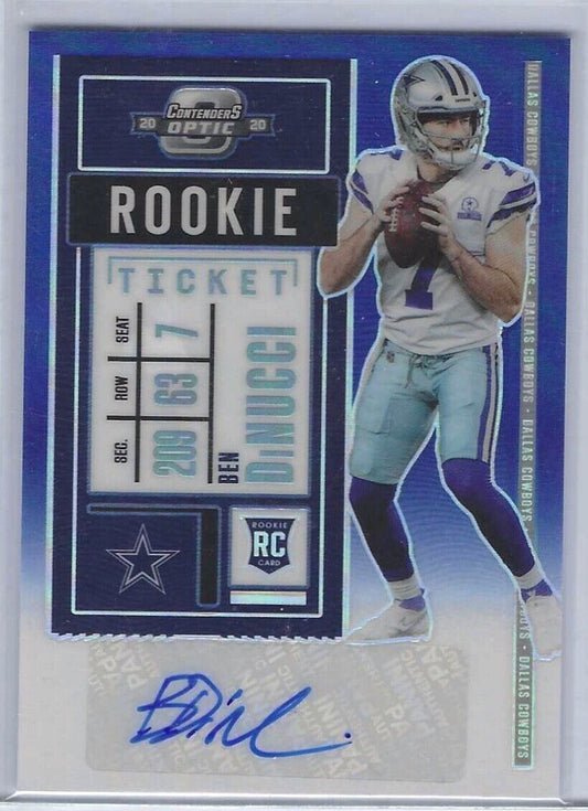 BEN DINUCCI 2020 OPTIC CONTENDERS BLUE HOLO PRIZM AUTO RC #D 80/99