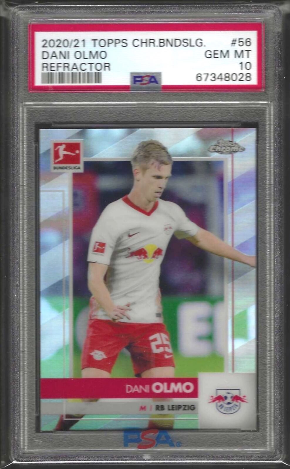 DANI OLMO 2020-21 TOPPS CHROME SILVER REFRACTOR RC #56 PSA 10 GEM MINT POP 9