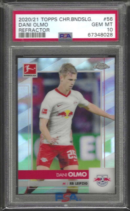 DANI OLMO 2020-21 TOPPS CHROME SILVER REFRACTOR RC #56 PSA 10 GEM MINT POP 9