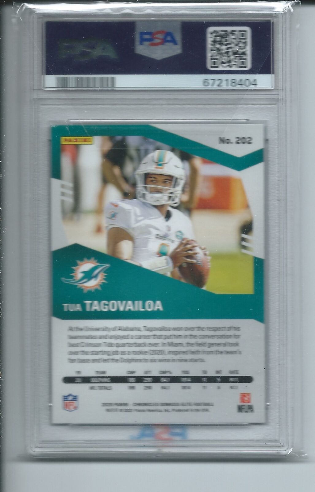 TUA TAGOVAILOA 2020 PANINI CHRONICLES ELITE UPDATE PURPLE RC /99 PSA 10 POP 8