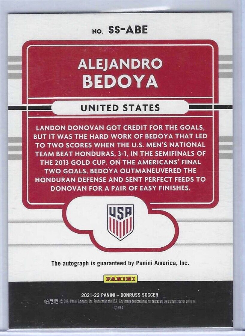 ALEJANDRO BEDOYA 2021-22 DONRUSS ROAD QATAR SILVER SIGNATURE SERIES AUTO #SS-ABE