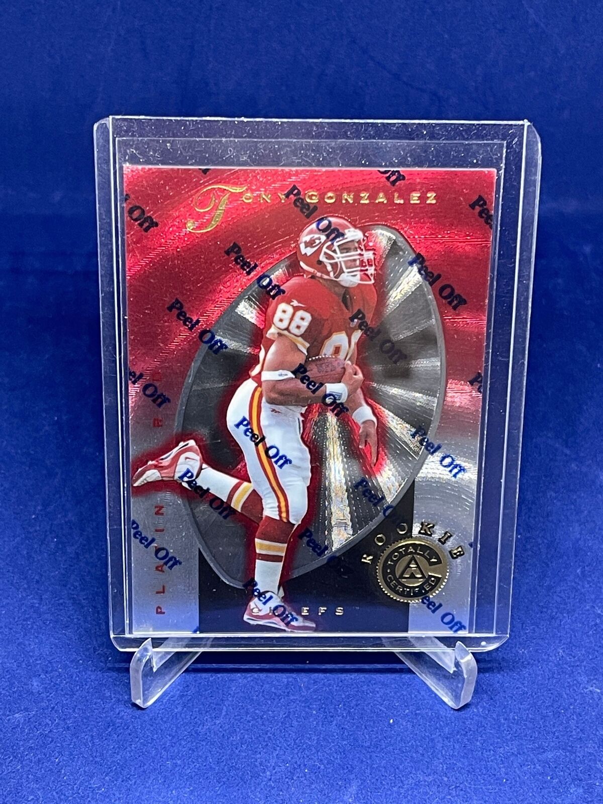 TONY GONZALEZ 1997 PINNACLE TOTALLY CERTIFIED ROOKIE RC W/ COATING #D 325/4999