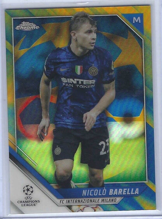 NICOLO BARELLA 2021-22 TOPPS CHROME UCL BLUE GOLD STARBALL REFRACTOR #D 56/75