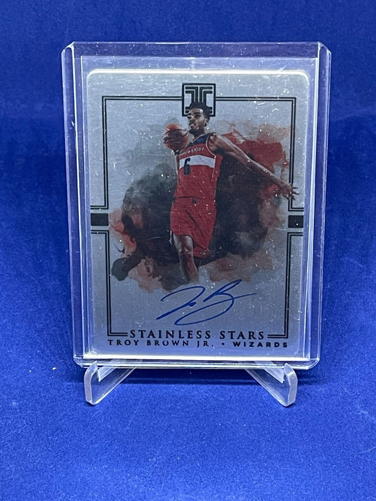 TROY BROWN JR 2018-19 PANINI IMPECCABLE STAINLESS STARS ON CARD AUTO RC #D 64/99