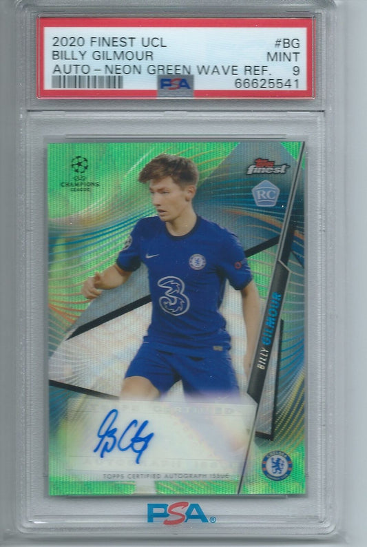 BILLY GILMOUR 2020 FINEST NEON GREEN WAVE REFRACTOR AUTO RC /99 PSA 9 POP 1/1