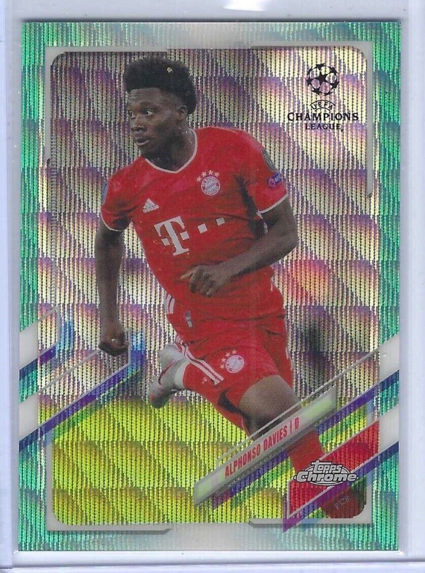 ALPHONSO DAVIES 2020-21 TOPPS CHROME UEFA AQUA WAVE REFRACTOR #D 062/199