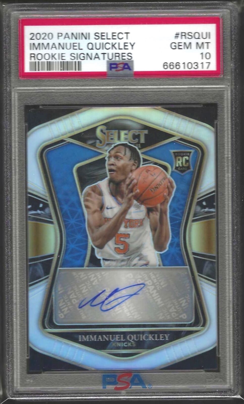 IMMANUEL QUICKLEY 2020-21 PANINI SELECT SILVER PRIZM AUTO RC /249 PSA 10 POP 6