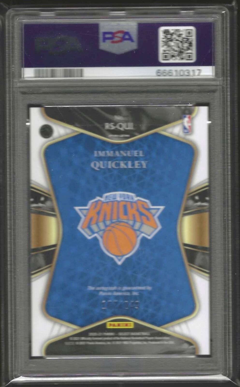 IMMANUEL QUICKLEY 2020-21 PANINI SELECT SILVER PRIZM AUTO RC /249 PSA 10 POP 6