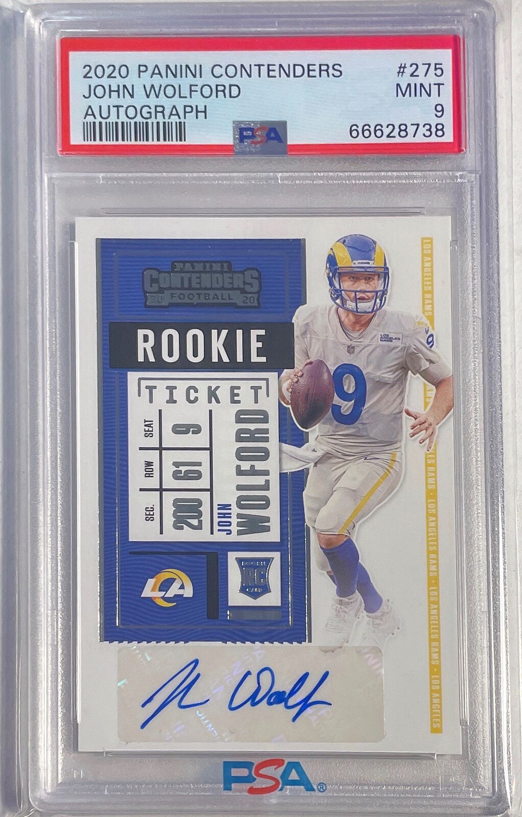 JOHN WOLFORD 2020 CONTENDERS ROOKIE TICKET AUTO RC #275 PSA 9 MINT POP 12