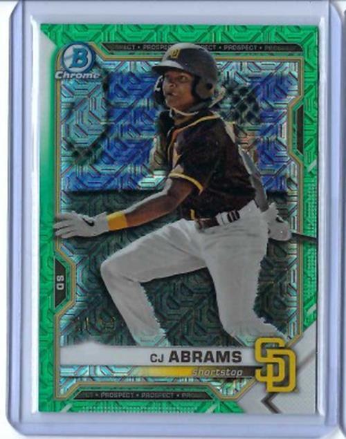 CJ ABRAMS 2021 TOPPS BOWMAN CHROME PROSPECT GREEN MEGA BOX REFACTOR #D 11/99