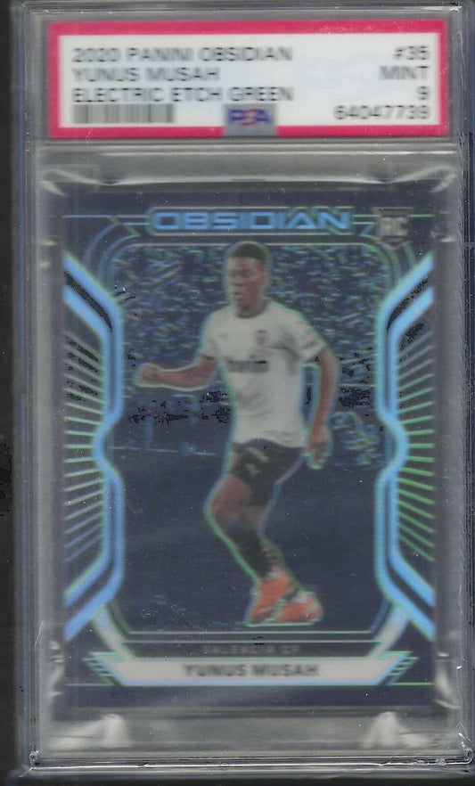 YUNUS MUSAH 2020 PANINI OBSIDIAN GREEN ETCH ROOKIE RC /25 PSA 9 MINT POP 6
