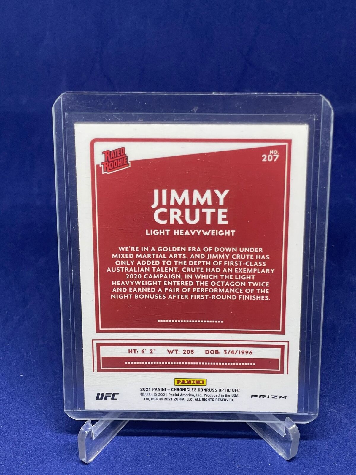 JIMMY CRUTE 2021 PANINI DONRUSS OPTIC SILVER PRIZM HOLO ROOKIE RC #207