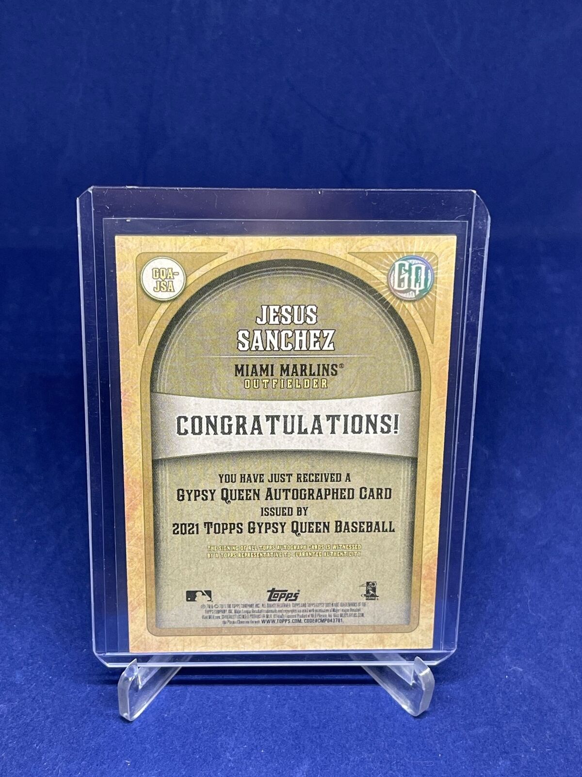 JESUS SANCHEZ 2021 TOPPS GYSPY QUEEN ON CARD AUTO ROOKIE RC