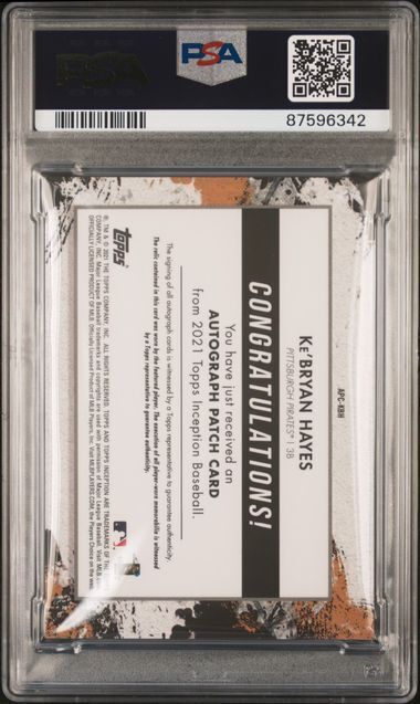 KE'BRYAN HAYES 2021 TOPPS INCEPTION PATCH AUTO RC #D 24/149 PSA 10 GEM MT POP 4