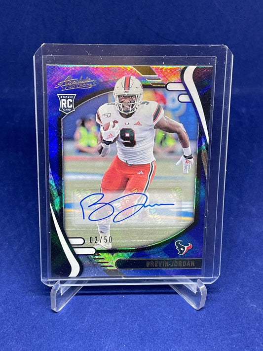 BREVIN JORDAN 2021 PANINI ABSOLUTE BLUE SPECTRUM ROOKIE AUTO RC #D 2/50