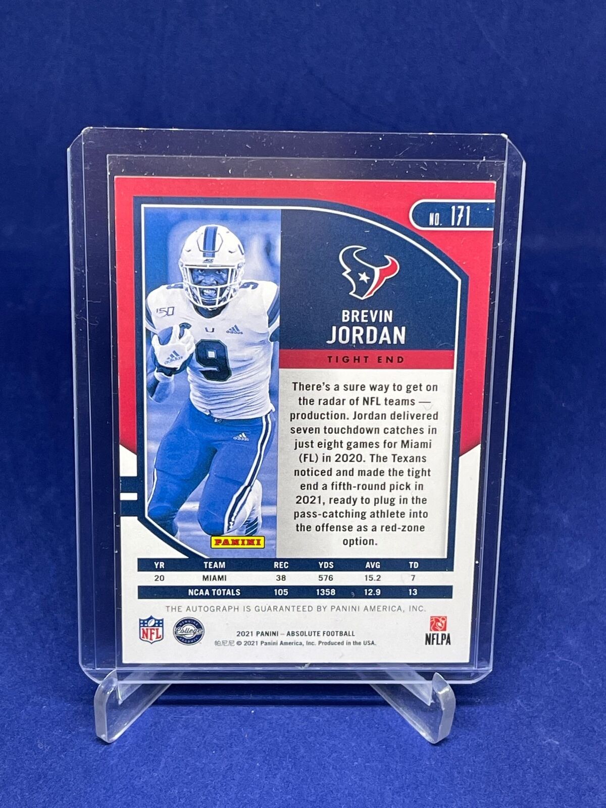 BREVIN JORDAN 2021 PANINI ABSOLUTE BLUE SPECTRUM ROOKIE AUTO RC #D 2/50