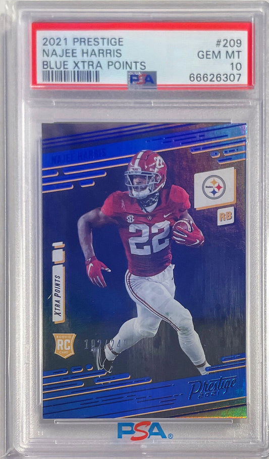 NAJEE HARRIS 2021 PRESTIGE BLUE XTRA POINTS ROOKIE RC /249 PSA 10 GEM POP 1/1