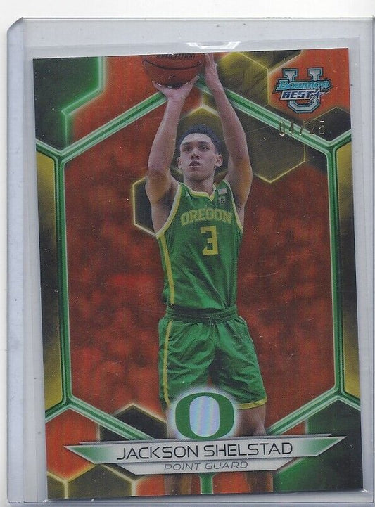 JACKSON SHELSTAD 2023 BOWMANS BEST ORANGE OREGON REFRACTOR #D 4/25