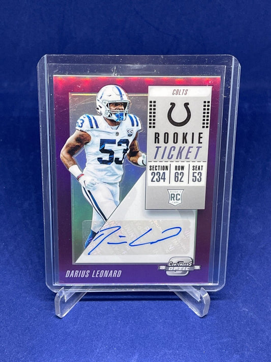 DARIUS LEONARD 2018 PANINI CONTENDERS OPTIC TICKET PURPLE PRIZM AUTO RC #D 89/99