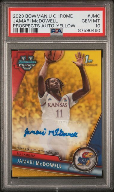 JAMARI MCDOWELL 2023 BOWMAN U CHROME 1ST YELLOW REFRACTOR AUTO /75 PSA 10 GEM