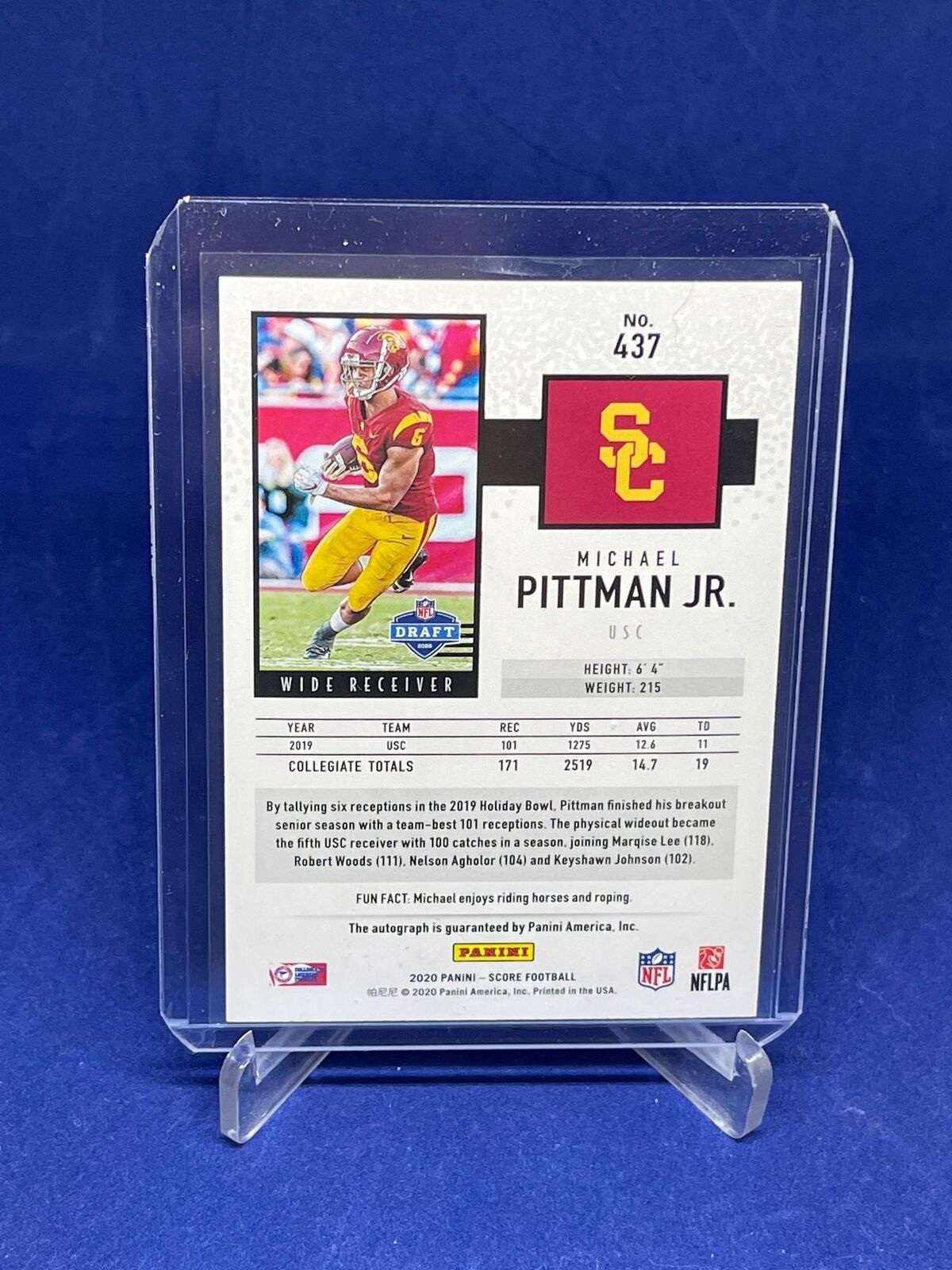 MICHAEL PITTMAN JR 2020 PANINI SCORE ROOKIE AUTO RC #437