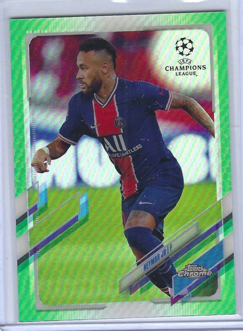 NEYMAR JR 2020-21 TOPPS CHROME UEFA NEON GREEN REFRACTOR #D 73/99
